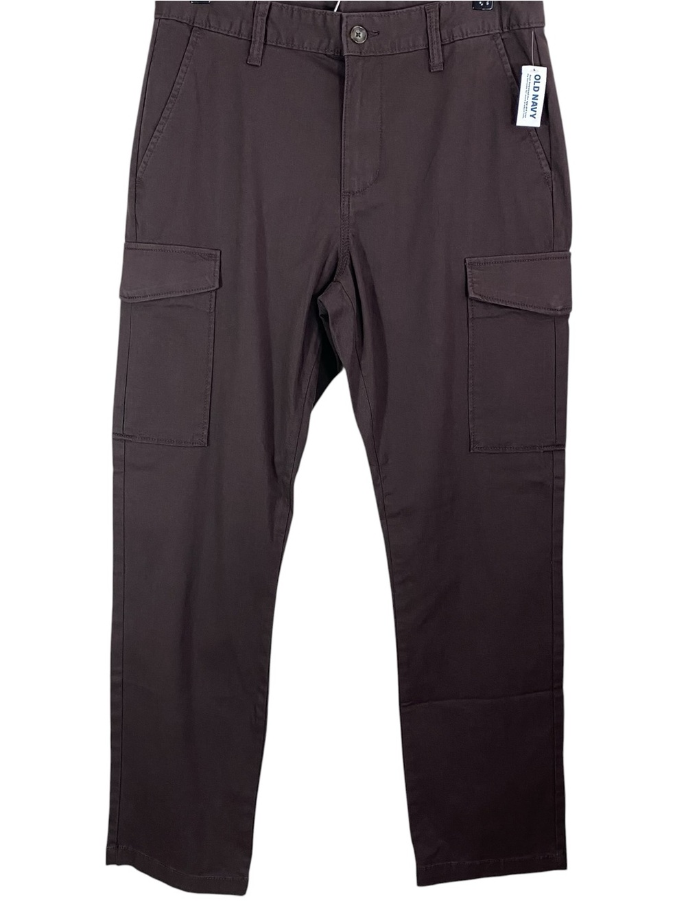 Old Navy Mens Pant 34x32 Brown Cotton Cargo Straight Casual Travel Built-In-Flex